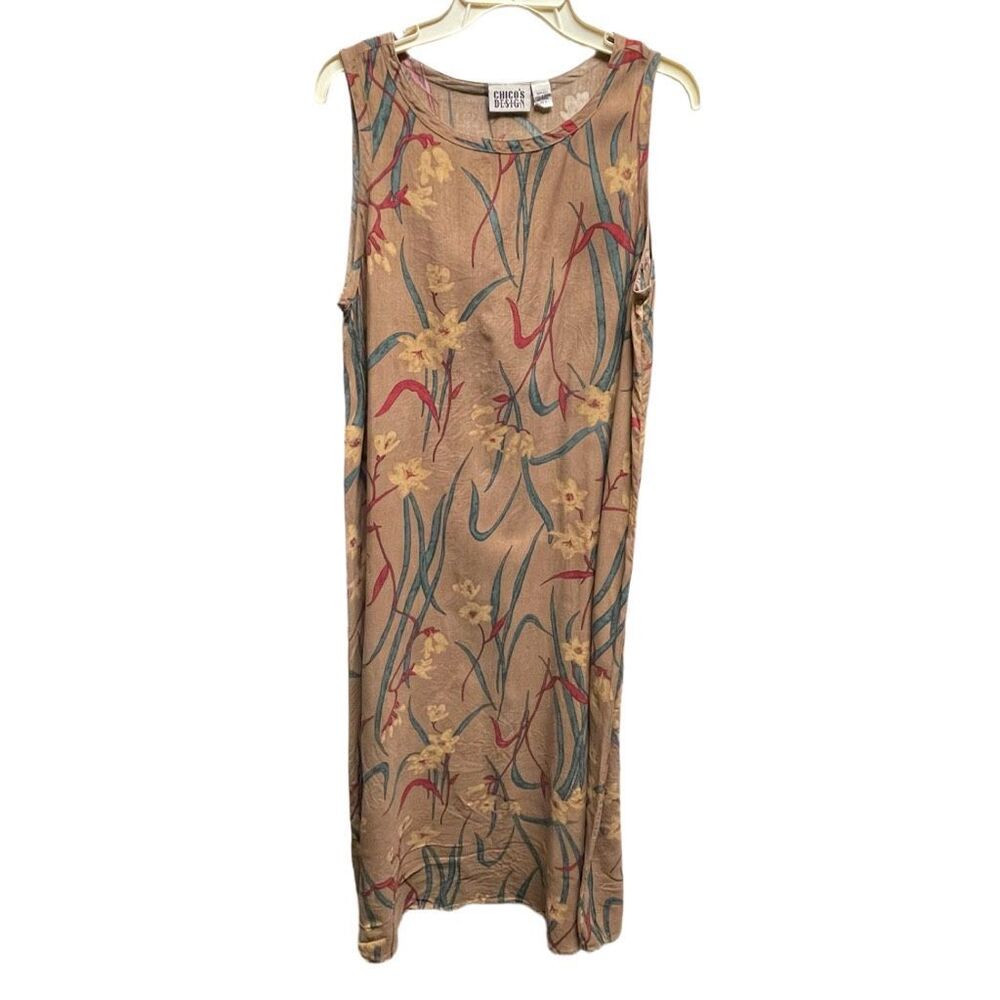 Vintage Chico’s Design size L (2)100% silk midi dress.